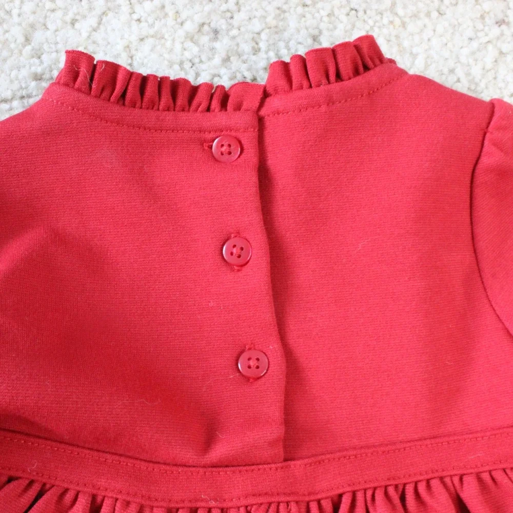 First Impressions Dress Ruffle Neck Bow Accent 24M Red Holiday Christmas Party